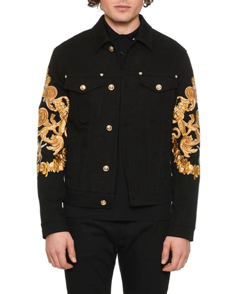 versace mens jacket price|versace black denim jacket.